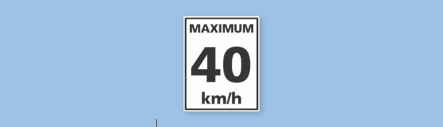 40km speed sign with a light blue background